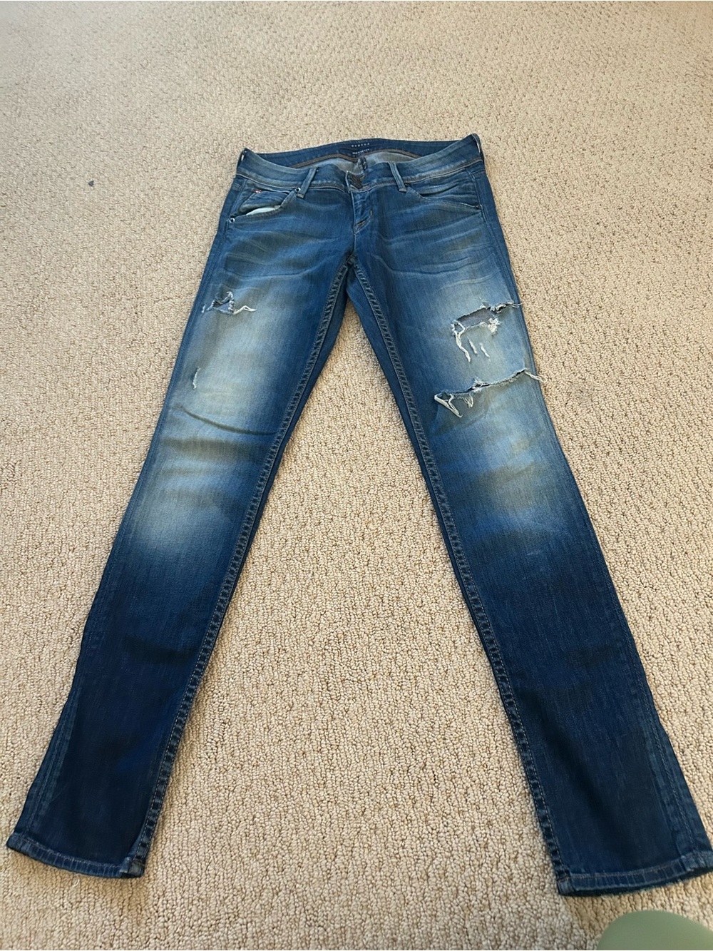 Hudson Jeans Distressed Blue Skinny Jeans
